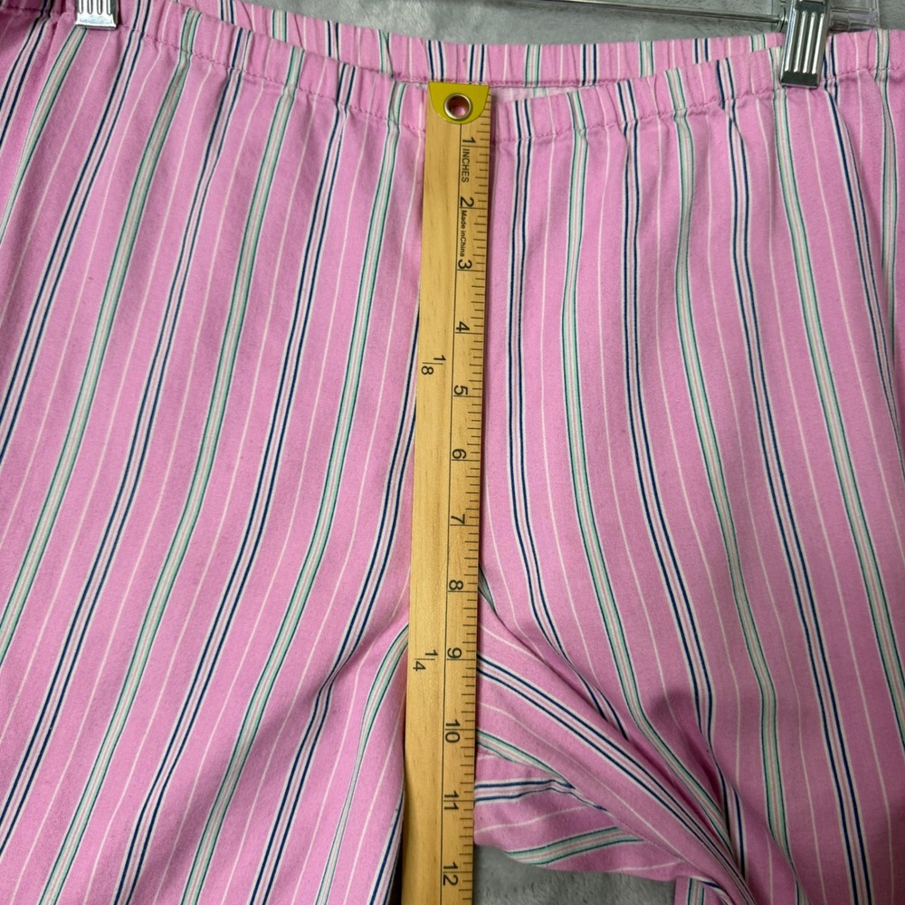 Lauren Ralph Lauren PJ Set Womens L Pink Stripe Cotton Monogram Preppy Classic - Picture 11 of 13